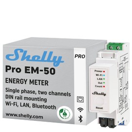 Shelly Pro EM 50A | Wi-Fi & Bluetooth Energy Meter With Contactor Control With Power Measurement | Home Automation | Compatible with Alexa & Google Home | iOS Android App | No Hub Required