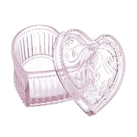 Gaolinci Crystal Glass Heart-Shaped Storage Box Embossed Jewelry Box Candy Box with Lid