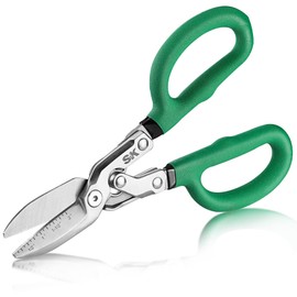 SK 10" Compound Action Tin Snips, Metal Shears with Forged Blade, Heavy Duty Metal Cutter Scissors, Ergonomic Handle for Comfortable Grip