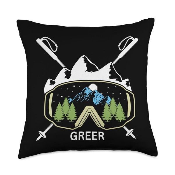 Greer Arizona Ski Goggles Mountain Ski Resort Throw Pillow