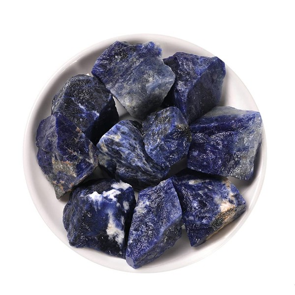 NUOTE 1LB Large Raw Crystals Bulk Natural Tumbled Crushed Stones Raw Crystals and Gemstones Crystal Quartz Rocks Natural Crystals and Healing Stones Kit Blue Crystal Blue Sodalite Stone