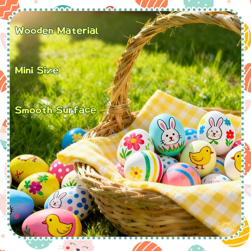 30 Pcs Mini White Wooden Eggs 7/8 Inch Fake Easter