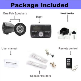 12V Radio 3 inch Motorcycle ATV UTV Golf Cart Waterproof Anti-Theft Bluetooth Speaker USB TF U Disk FM Radio Stereo System (Black)