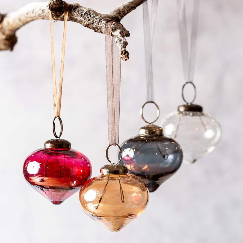 Aurora Christmas Glass Lantern Christmas Bauble, Gold, 2"