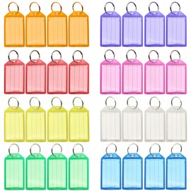 Kzouenzu Pack of 32 Key Fobs, Plastic Key Tags with Labels, Key Tags Marking Keys, Suitcases, Pets [8 Colours]