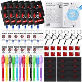 BOIKOKY 84Pcs Detective Party Favors, Spy Birthday Supplies with Invisible Ink Pens, Secret Agent Activity Games Notebooks - Perfect for Kids Escape Room Favors