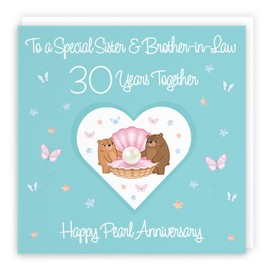 Hunts England - Sister & Brother-in-Law 30th Anniversary Card - 30 Years - Pearl Anniversary - Romantic Meadows - Fun Card - Luxury 30th Anniversary Card For Sister And Brother-in-Law