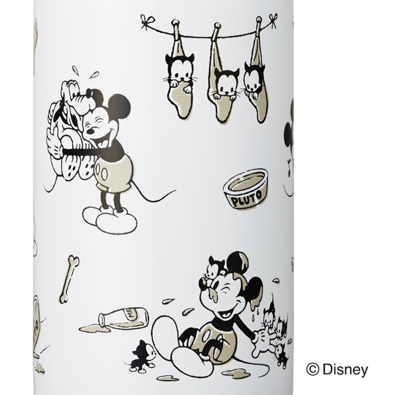 mosh! x Diseny WDMB350MK Mug Bottle, Vacuum Insulated, Screw Type,