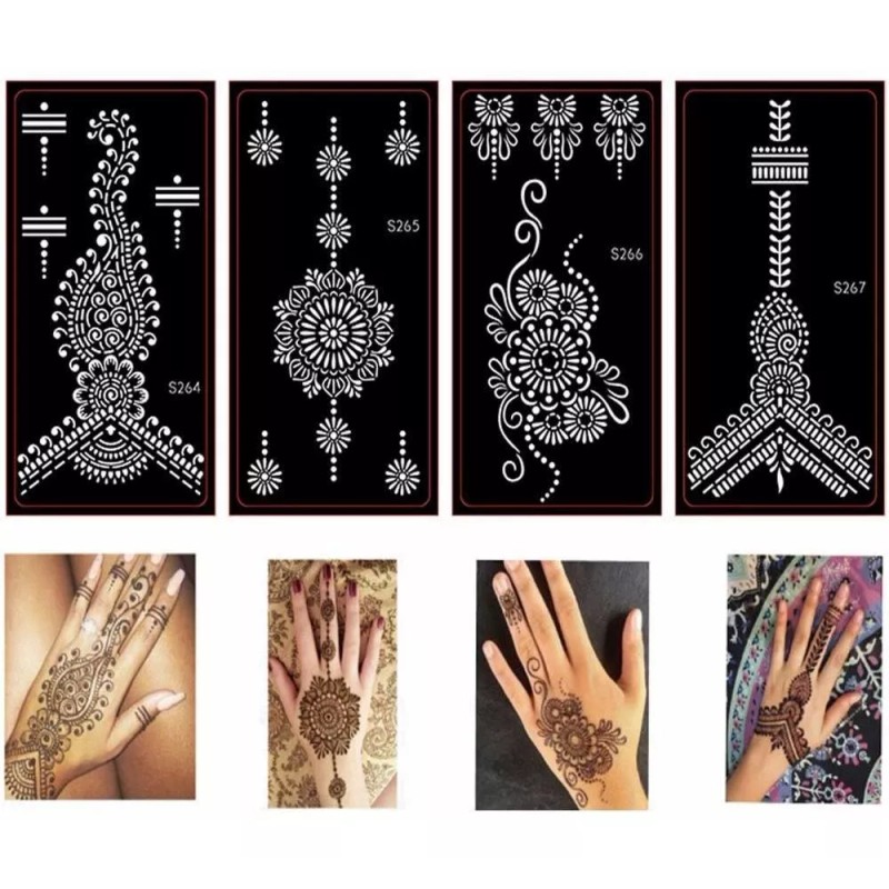 Xmasir Henna - Plantillas De Tatuaje Temporales Con Purpurin