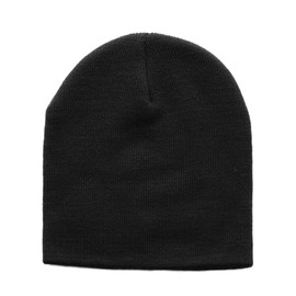 Nayt Men's Short Beanie Knit Hat 8" Long (Black)