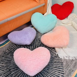 OUKEYI Soft Heart Shaped Pillows Inch Fluffy Heart Shape Cushion Toy Throw Pillows Stuffed Heart Plushie Decorative Back Cushions for Kids Friend Girl Valentine's Day Gift Fit for Bedroom14 X 15.7
