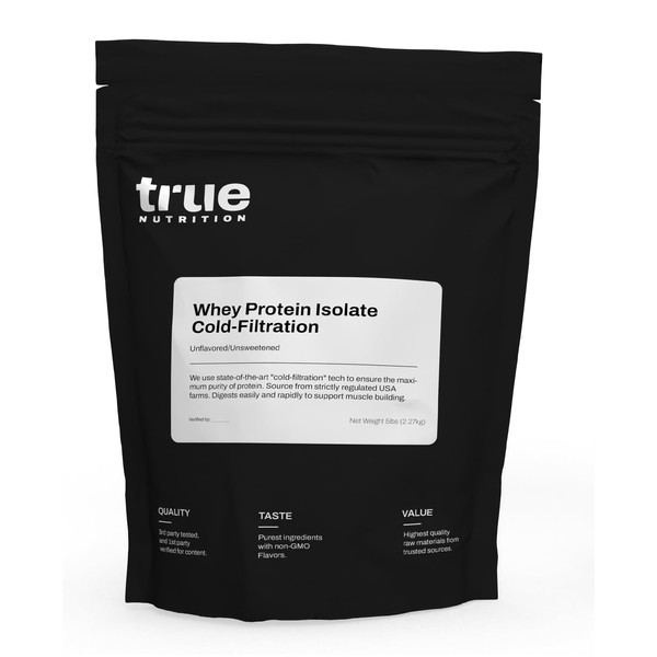 True Nutrition 5LBS Unflavored Whey Protein Concentrate Protein Powder - High Protein, Low Carb, Low Fat