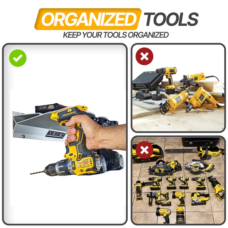 PERCH 9 Pack Tool Holder Wall Mount for DeWalt 20v/60v