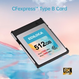 Ediloca EF5 512GB CFexpress Type B Memory Card R: 1700MB/s W: 1400MB/s Capture RAW 8K and 4K HD Videos