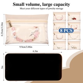 YBEATY 8 Pcs Travel Jewelry Bags Portable Transparent velvet zipper pockets Storage Bag Women Organizer Case for Storage Visualization Design for Rings Earrings Necklaces