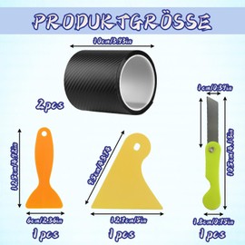 GFTCGK 2-piece carbon film (10 cm x 300 cm), black, for indoor and outdoor use, for car, laptop, furniture, easy to use, weatherproof (3 pieces with scraper