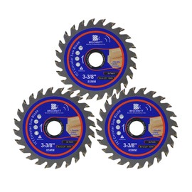 Carbide Tipped Teeth Compact Circular Saw Blade 24T 3 3/8"- BRSCHNITT 3pcs Wood Cutting Saw Blade for General Purpose Cutting & Trimming Wood, Plastic and Composite Materials Arbor:3/5"-3/8"