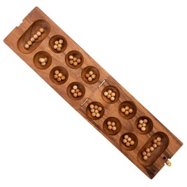 Engelhart- 350320- Wooden Awale - African game - board game - wooden game - 2 players - eco game - 13.2 x 24.4 x 4.8 cm