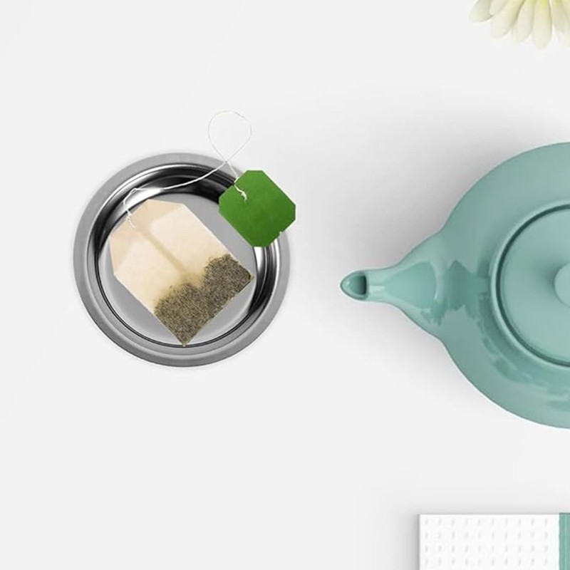 Stainless Steel Tea Bag Coasters, Round Mini Tray for Tea