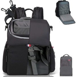 GillyGro 5-in-1 Convertible Diaper Bag Backpack – Portable Changing Station, Travel-Friendly High Chair, Activity Mat & Insulated Pockets – Stylish & Durable for On-the-Go Parents (Black)