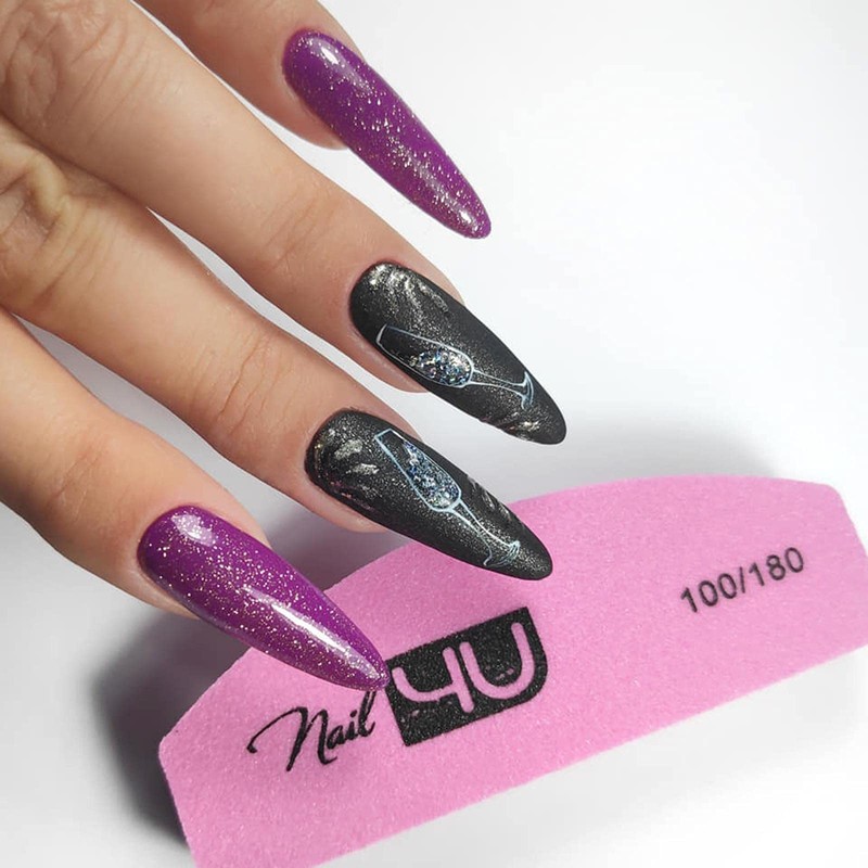 2Pcs Nail Buffers Half Moon Shape Double Sided 100/180 grit