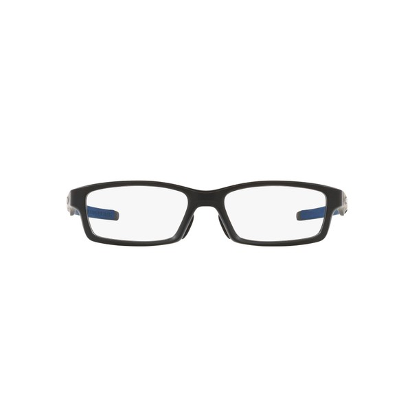 Oakley Ox8118 Crosslink Asian Fit - Marcos rectangulares para anteojos graduadas para hombre, Negro satinado sobre azul marino/lente demo, 56 mm