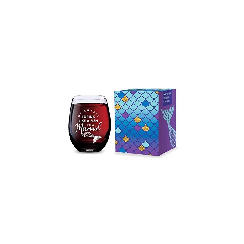 GSM Brands Stemless Wine Glass for Mermaid Gifts - Made