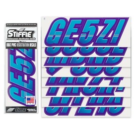 STIFFIE Techtron TT54 Boat PWC Letter Number Decal Registration SKY BLUE PURPLE