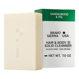 Bravo Sierra Jabón En Barra Todo En Uno Para Hombre: Champú Y Jabón Para Rostro, Cabello Y Cuerpo. Aroma: Sándalo E Higo. 200 G. Enriquecido Con Coco,
