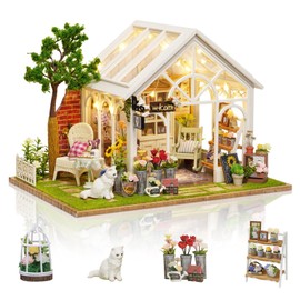 Cuteefun DIY Miniature House Kit for Adults to Build DIY Craft House Model Kit with Furniture and Tools Make Your Own Creative Gift (Sunshine Flower House)