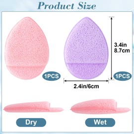 VARMDUKKE 2PCS Facial Sponges for Cleansing, Pink Purple Face Washing Sponges, Soft Daily Facial Exfoliating Pads with Finger Cots, Reusable Makeup Remover Puff for Women Skin Care, Cleansing