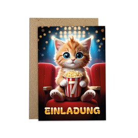 8 Einladungskarten incl. 8 Umschläge zum 7. Kindergeburtstag Jungen Mädchen Kino coole bunte Einladungen siebte Geburtstag Kinder Jungsgeburtstag Cinema Geburtstagseinladungen