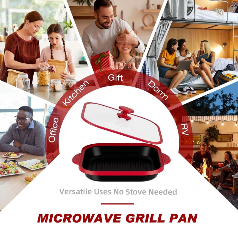 Microwave Grill Pan with Cover - Bacon Cooker, Crisper &