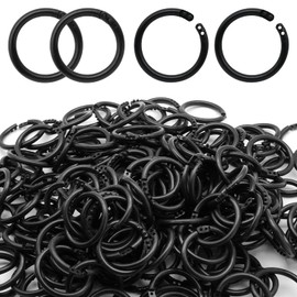Semrien 210 Pcs 1.1 Inch Plastic Binder Rings, Loose Leaf Binder Book Rings, Black Index Card Rings Binder Clip Rings for Flash Cards, Key Rings, Index Cards, Paper (28mm)