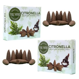TRUMIRI Citronella Backflow Incense Cones - 20 Cones, 2 Packs of 10, Waterfall Incense Cones