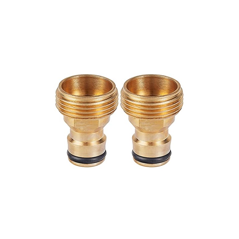 Tech Traders 2Pack Garden Hose Quick Connector 3/4 inch Brass
