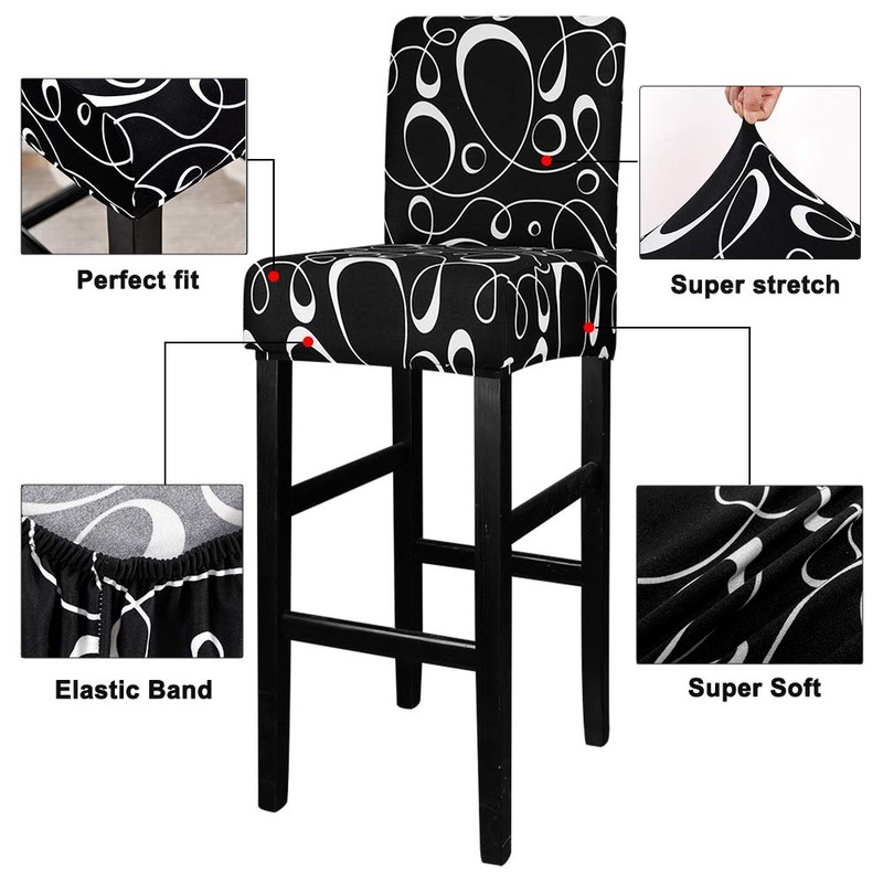 Lellen Jacquard Bar Chair Stool Cover - 4 Pack Stretch