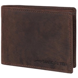MARC PETER Oslo Men's Brown Leather Wallet with RFID Protection, Genuine Leather Wallet, Large, 13 Compartments, Wallet for Men, Wallet Made of Genuine Leather