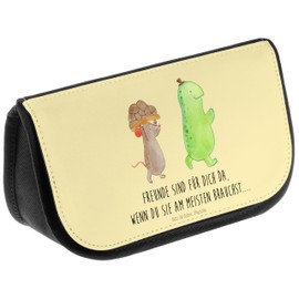 Mr. & Mrs. Panda Turtle & Mouse Cosmetic Bag, yellow, Hand Drawn