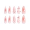 THCEVRLA Handmade Nail Tip, Medium, Long, Almond, Pink, 3D Cone