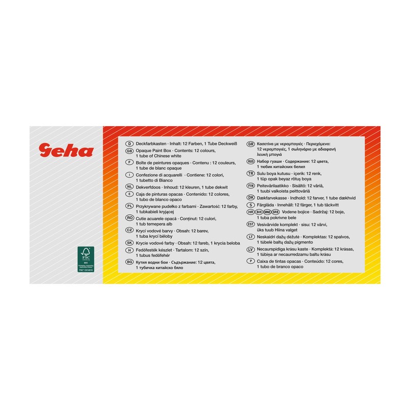 GEHA 721217 Deckfarbkasten mit 12 Farben und Deckweiss, 1 Stück