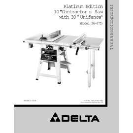 Delta 36-475 10" Contractor Saw Instructions Manual