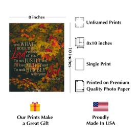 AMERICAN LUXURY GIFTS Micah 6:8 Bible Verse Wall Art Print - What Does the Lord Require - 8x10” Christian Scripture Print For Home Decor, Office Decor, and Christian Gift, Unframed