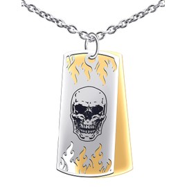 Feilok Mens Dog Tag Necklace with Chain Stainless Steel Jewellery Pendant Necklace Chain for Men Gold
