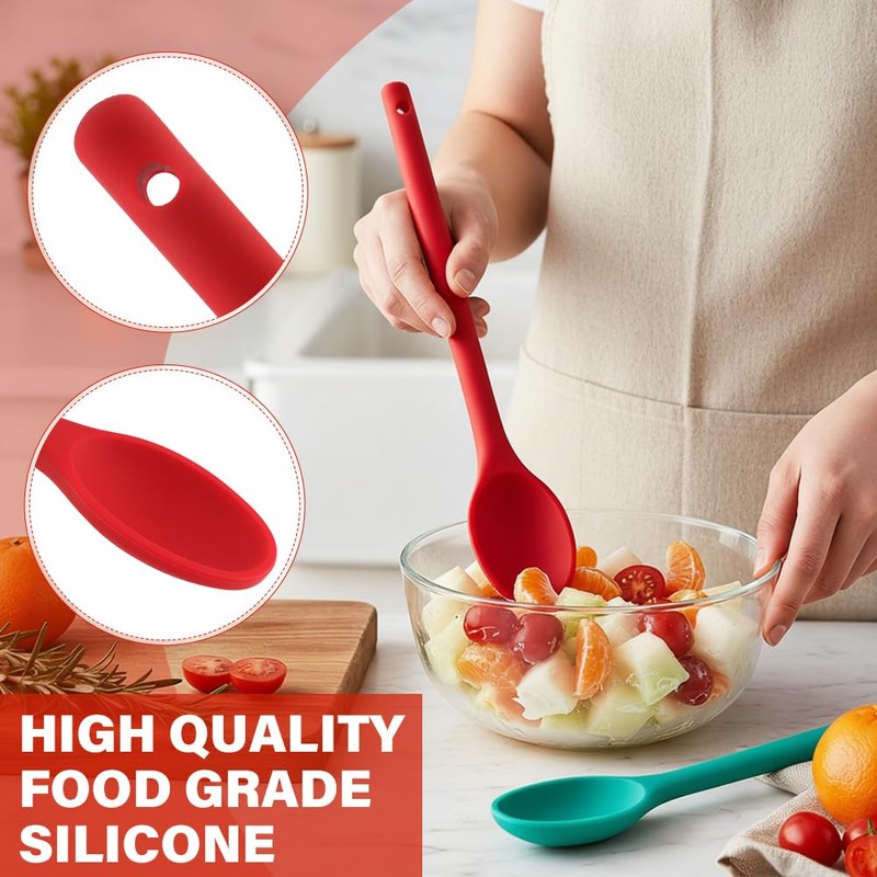 2pcs Extra Long Silicone Mixing Spoon,12 Inch Nonstick Heat Resistant