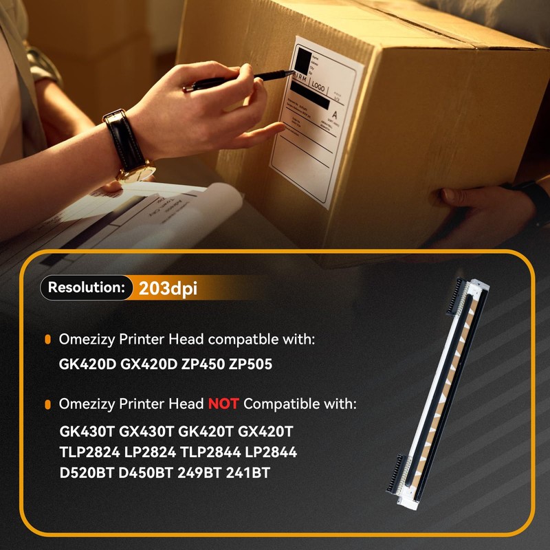 Omezizy Thermal Printhead Compatible with Zebra GK420d, GX420d, ZP450, ZP500,