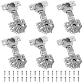 Hinges Cabinet Door with Hinge Screws, 6 Pieces Inner Stop Screw-On Hinge with Opening Angle 110° with 36 Screws for Furniture, Cabinet Door, Wooden Door