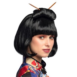 Boland 10103276 BOL86417 Adult Chinese Courtesan Wig with Sticks, Black, One Size, 86417
