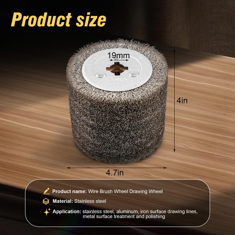 4.7" x 4" Stainless Steel Wire Drawing Wheel, Wire Brush