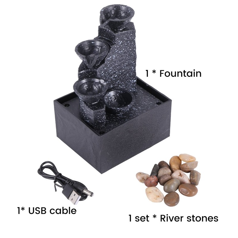 Zeafree Home Office Desktop Small Fountain Lucky Flowing Water Ornaments